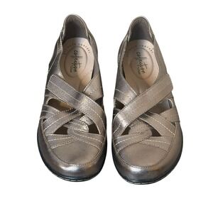 Clarks Ashland Rosa Womens Loafer Pewter Metallic Leather US Size 5.5M Casual